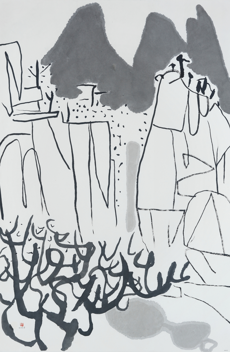 장병언, structure landscape 001, ink_on_paper, painting, 2026